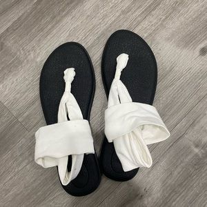 White Sanuk yoga sling sandals